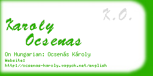 karoly ocsenas business card