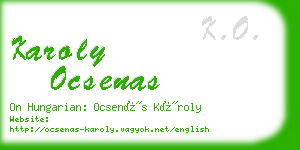 karoly ocsenas business card